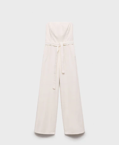 Mango Women's Belted Denim Jumpsuit