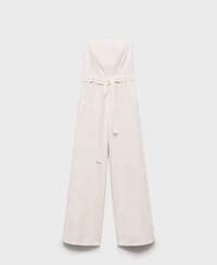 Mango Women's Belted Denim Jumpsuit