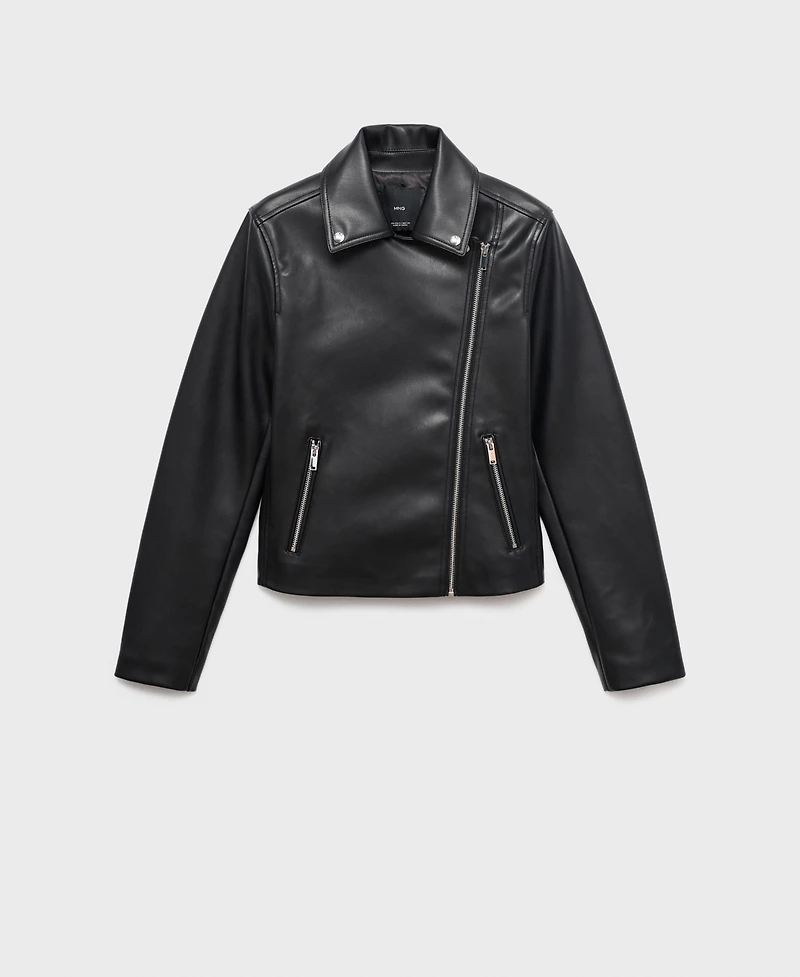 Mango Women's Leather-Effect Biker Jacket