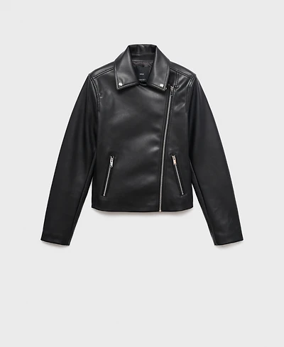 Mango Women's Leather-Effect Biker Jacket