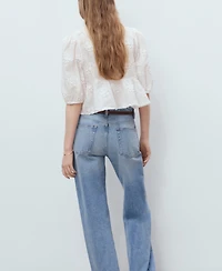 Mango Women's Cotton Embroidered Blouse