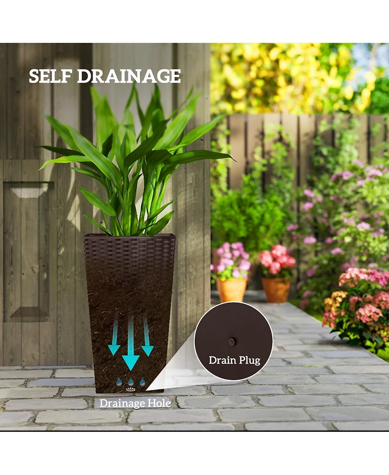 Outsunny Set of 3 Tall Planters, Indoor and Outdoor Flower Pot Set