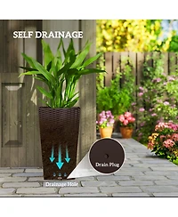 Outsunny Set of 3 Tall Planters, Indoor and Outdoor Flower Pot Set