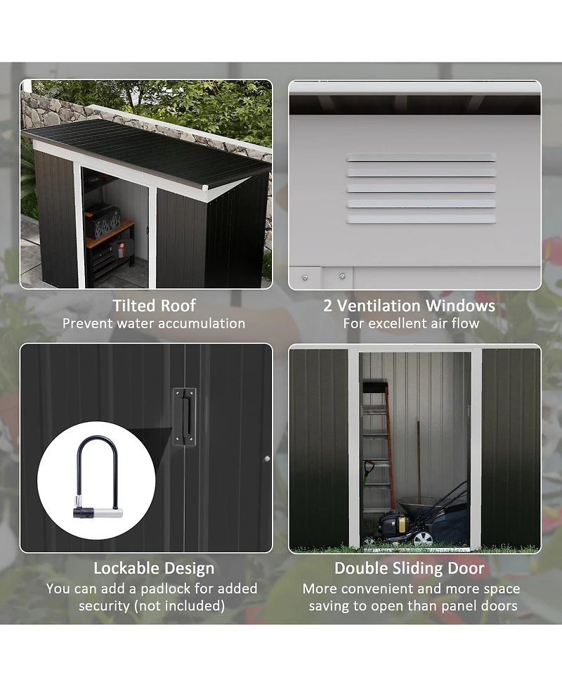 Outsunny 6' x 4' Metal Outdoor Garden Storage Shed w/ Vents,
