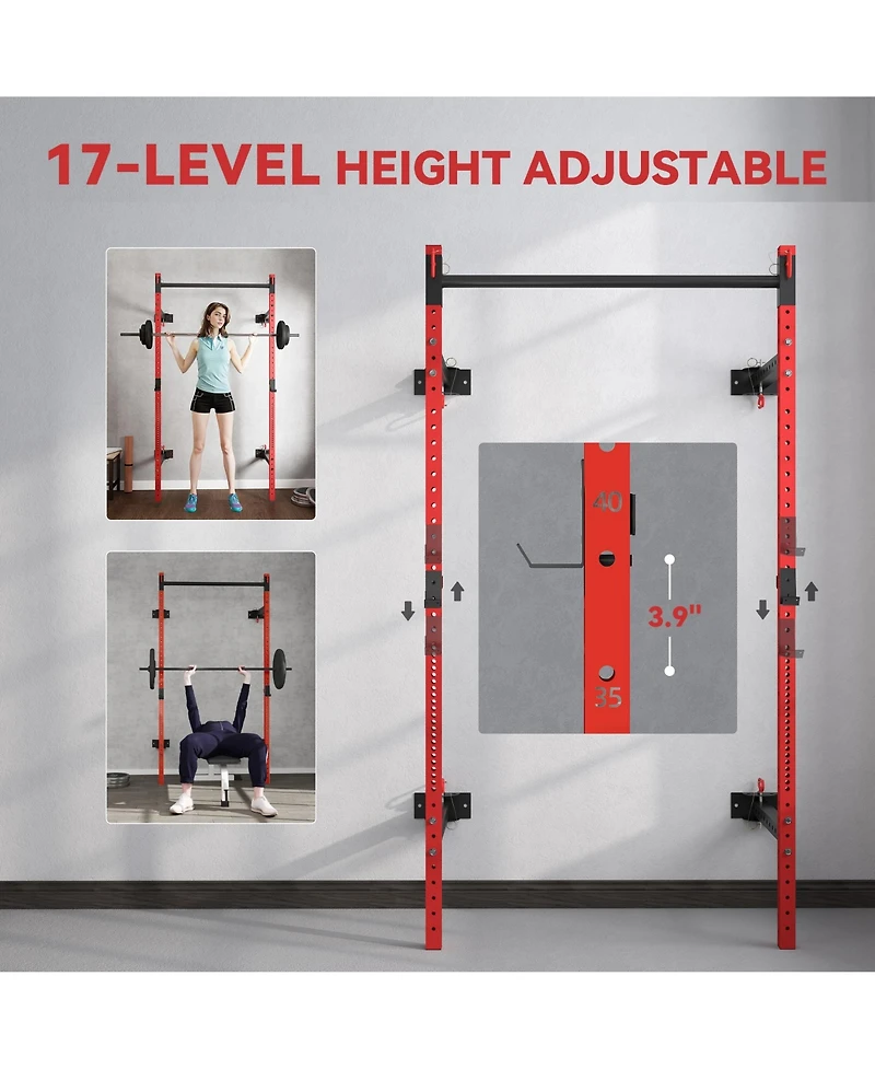 Soozier Folding Squat Rack with Pull Up Bar, 1000 Pounds Capacity