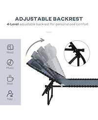 Outsunny Outdoor Folding Chaise Lounge Chair Portable Lightweight Reclining Garden Sun Lounger with 4-Position Adjustable Backrest for Patio, Deck, an