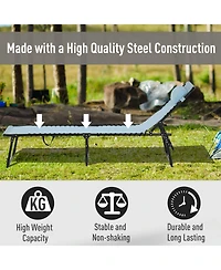 Outsunny Outdoor Folding Chaise Lounge Chair, Portable Lightweight Reclining Garden Sun Lounger with Four-Position Adjustable Backrest for Patio, Deck