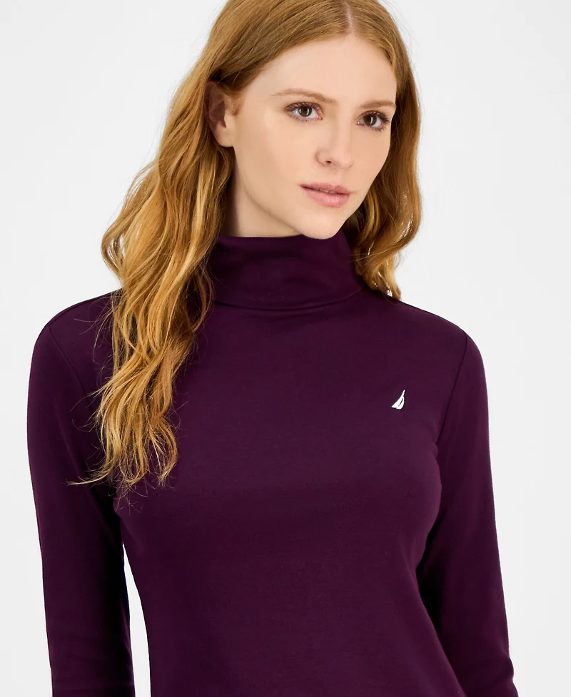 Nautica Jeans Women's Cotton Turtleneck Long-Sleeve T-Shirt, Online Only