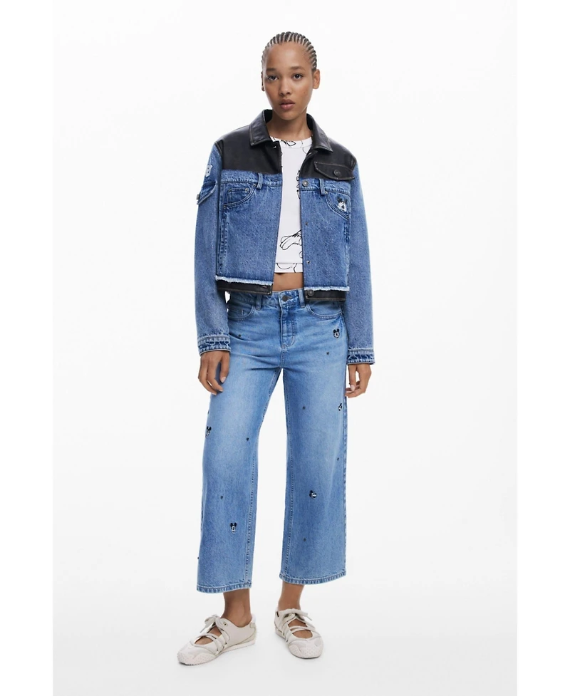 Desigual Women's Waxed Mickey denim jacket