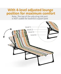 Outsunny Outdoor Folding Chaise Lounge Chair, Portable Lightweight Reclining Garden Sun Lounger with Four-Position Adjustable Backrest for Patio