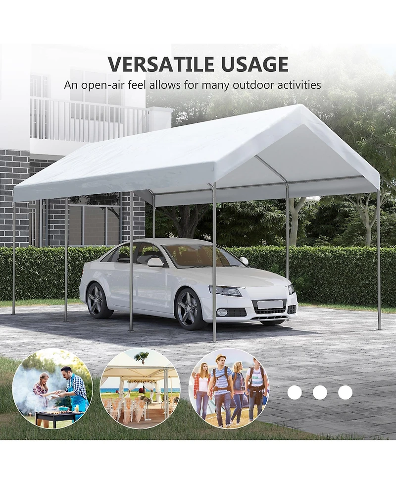 Outsunny 20' x 10' Height Adjustable Carport Patio Storage Shelter,