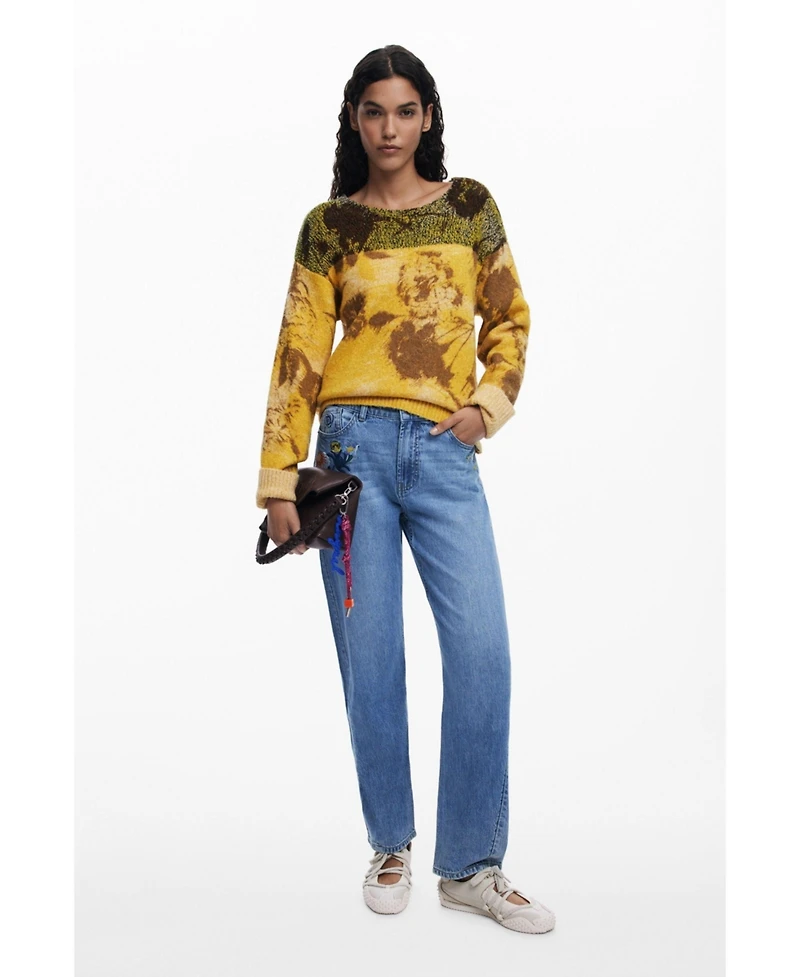 Desigual Women's Embroidered flower jeans