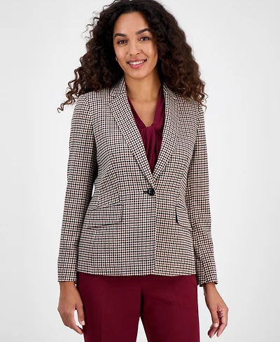 Kasper Women's Houndstooth One-Button Jacket