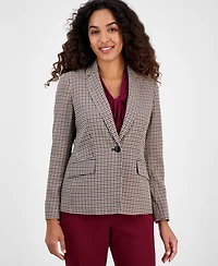 Kasper Women's Houndstooth One-Button Jacket