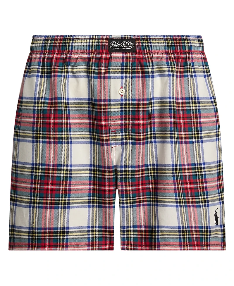 Polo Ralph Lauren Men's Plaid Pattern Single-Button Fly Flannel Yarn-Dyed Boxers
