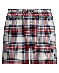 Polo Ralph Lauren Men's Plaid Pattern Single-Button Fly Flannel Yarn-Dyed Boxers