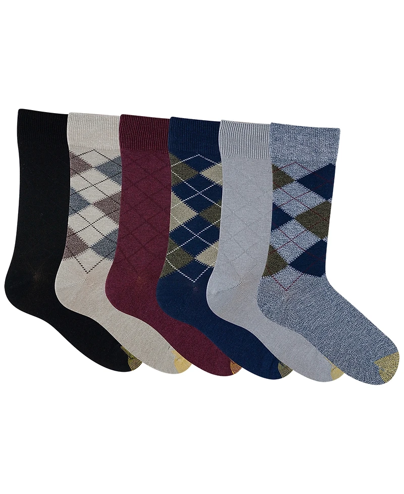 Gold Toe Men's 6-Pack Campbell Argyle Crew Dress Socks