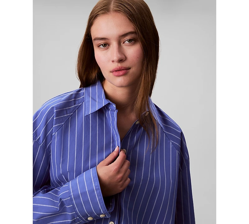 Calvin Klein Jeans Women's Stripe Boxy Cotton Crop Shirt