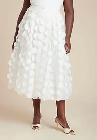 Eloquii Women's Plus Dimensional Dot Full Skirt