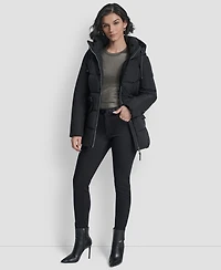Dkny Women's Belted Hooded Puffer Coat