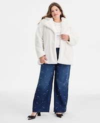 On 34th Trendy Plus Size Notched Collar Faux Fur Coat, Macy's Exclusive