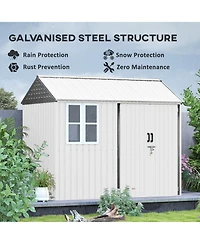 Outsunny 8' x 6' Metal Garden Storage Shed W/ Windows & Vents,