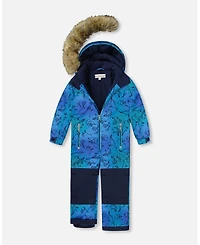 Deux par Boy One-Piece Discover Snowsuit Blue Gradient Dinosaur Print - Toddler|Child