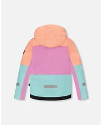 Deux par Girl Two-Piece Teknik Snowsuit with Colorblocked Jacket Pink Watercolor Flower Print - Toddler|Child