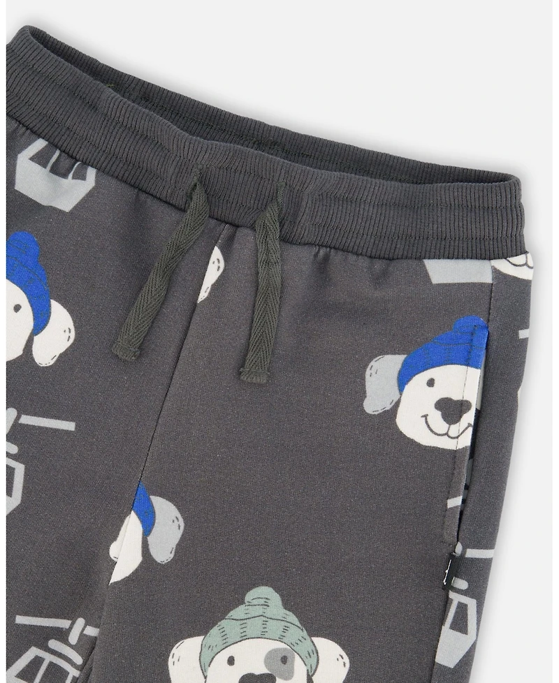 Deux par Boy Fleece Sweatpants Gray Dog Print - Child