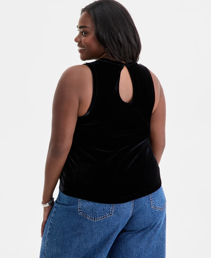 On 34th Trendy Plus Rhinestone-Embellished Velvet Top, Macy's Exclusive