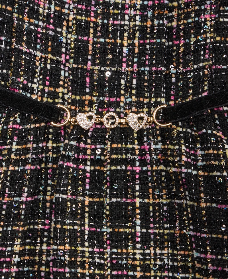 With Jules Girls 7-16 Boucle Plaid Full-Skirt Dress