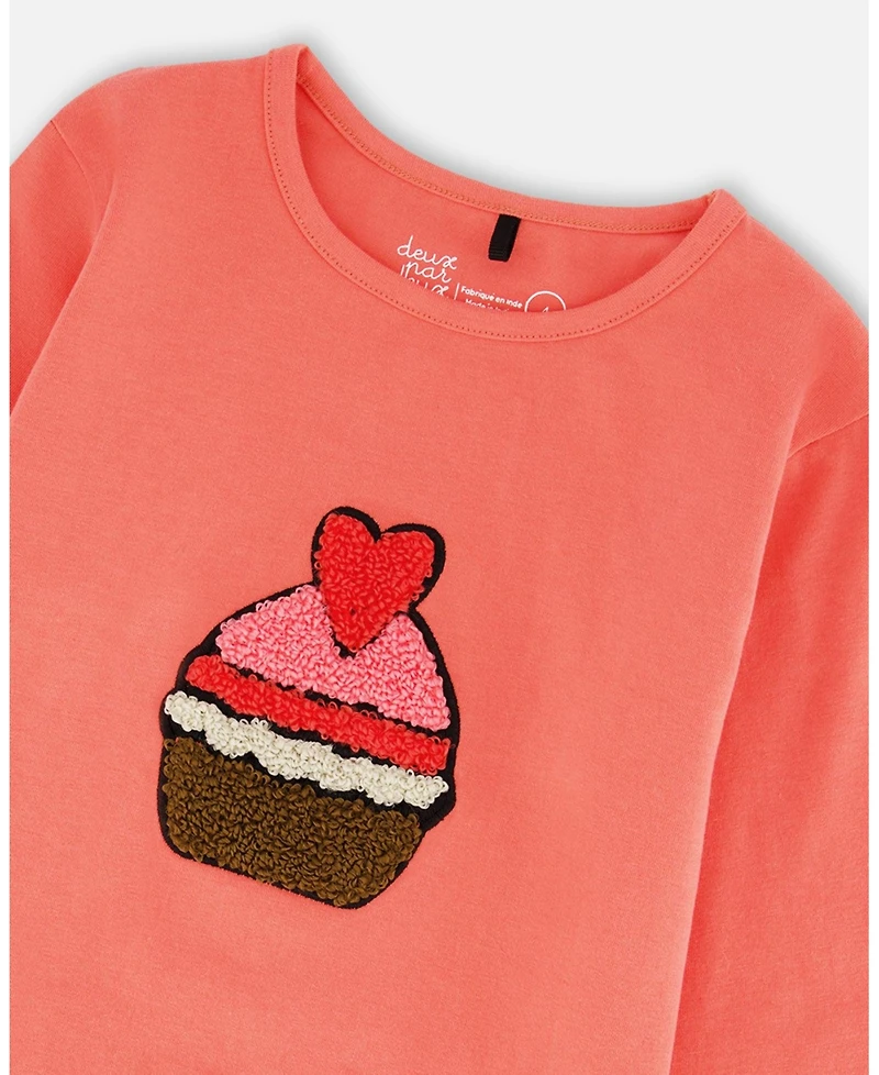 Deux par Girl Cotton T-Shirt Floral with Cupcake - Toddler|Child