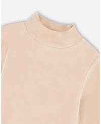 Deux par Toddler Girls Super Soft Ribbed Mock Neck Top Light Caramel - Toddler|Child
