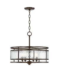 Franklin Iron Works Edinger Oil Rubbed Bronze Pendant Chandelier 20" Wide Rustic Clear Waterglass Textured Shade 4-Light Fixture for Dining Room