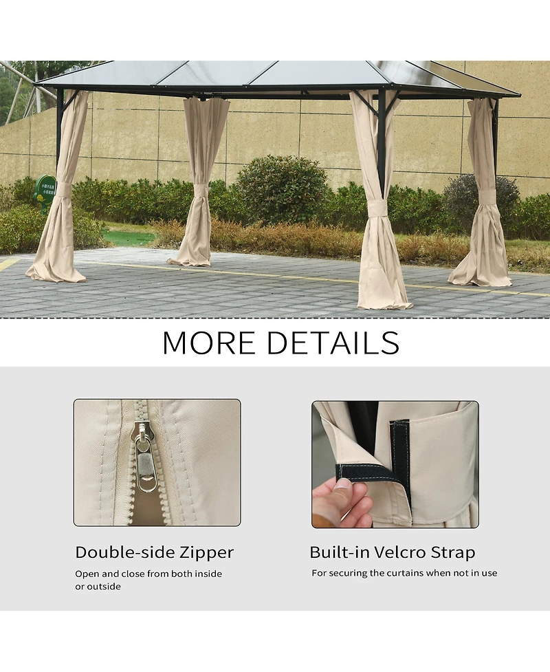 Outsunny 9.84' x 13.1' Gazebo Sidewall Set with Hooks/C-Rings