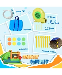 Outsunny 7-in-1 Backyard Inflatable Bounce House W/ Slide & Water Blaster