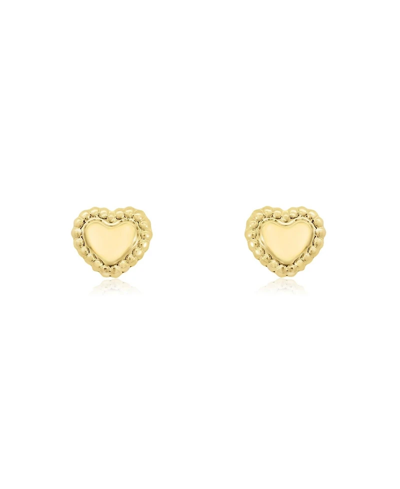 The Lovery Baby Beaded Heart Screw Back Stud Earrings 14K Gold