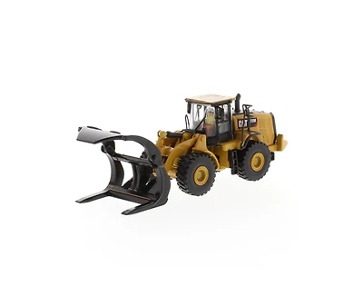 Diecast Masters Cat Caterpillar 972M Wheel Loader with Log Fork and Operator High Line Series 1/87 Scale Diecast Model by Diecast Masters