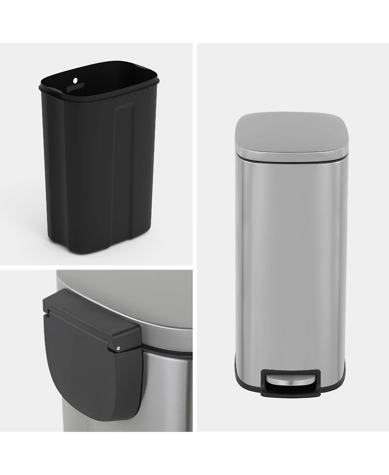 Mega Casa 13 Gal./50 Liter Slim Stainless Steel Step-on Trash Can for Kitchen
