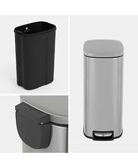 Mega Casa 13 Gal./50 Liter Slim Stainless Steel Step-on Trash Can for Kitchen