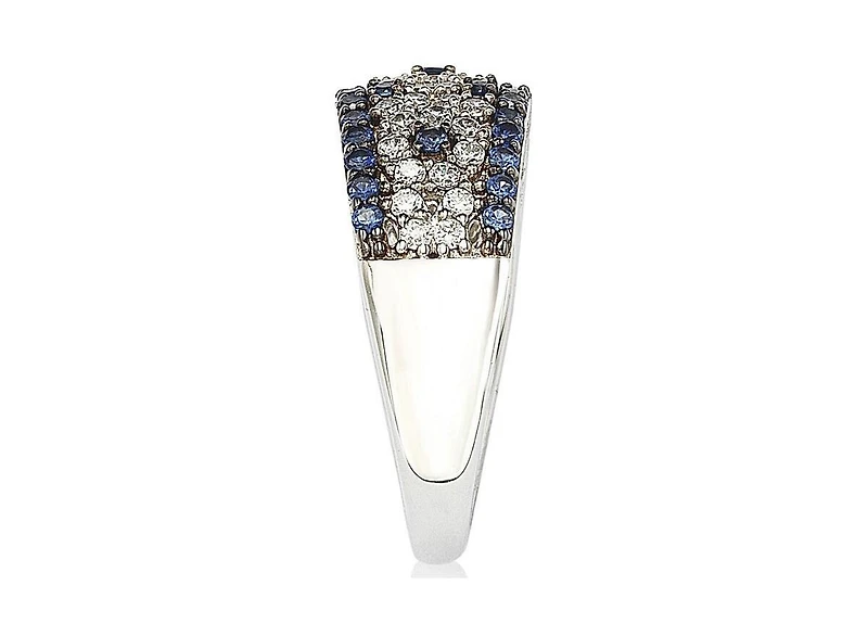 Suzy Levian New York Sterling Silver 2.28CT Sapphire & Created White Sapphire Abstract Ring