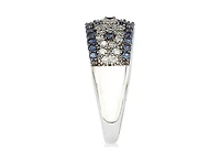 Suzy Levian New York Sterling Silver 2.28CT Sapphire & Created White Sapphire Abstract Ring