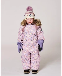 Deux par Girl Lined Peruvian Knit Pompom Hat Off-White and Lilac - Toddler|Child
