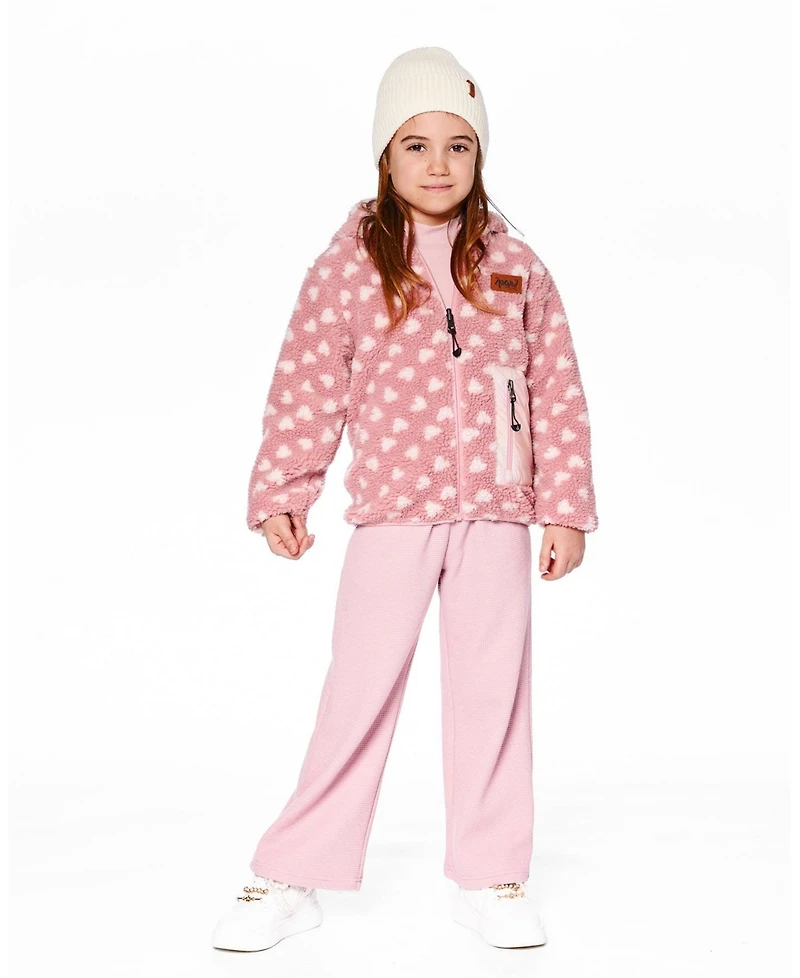 Deux par Girl Reversible Mid-Season Sherpa Jacket Pink Heart - Child