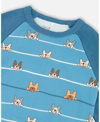 Deux par Big Boys Two-Piece Cotton Pajama Set Blue Dog Print