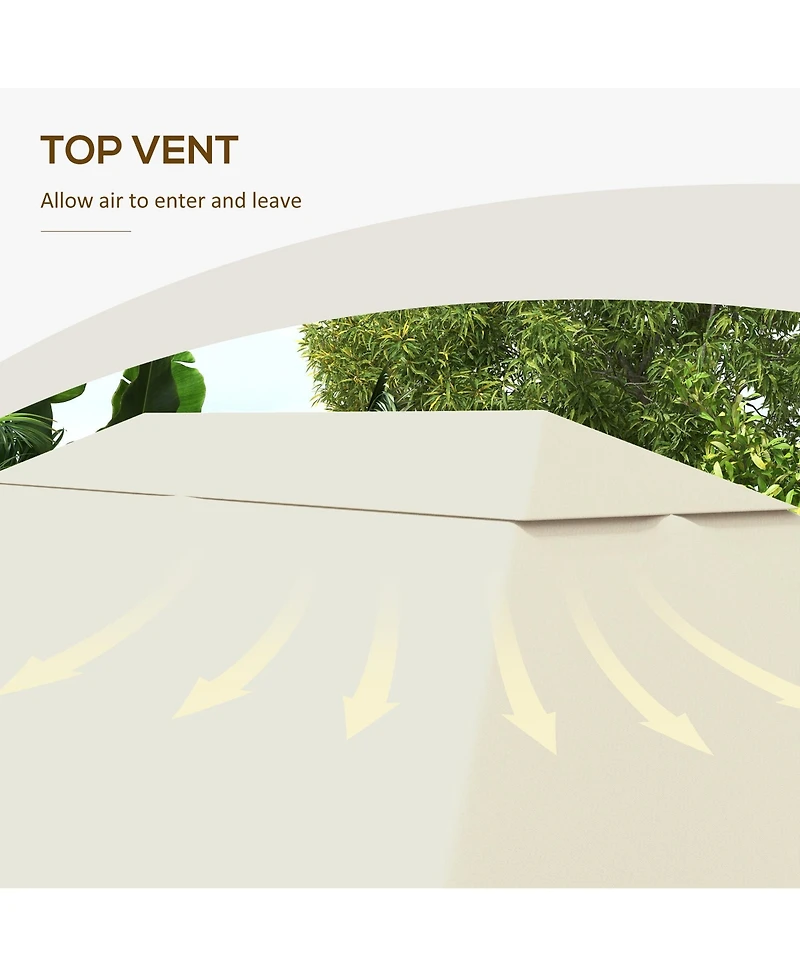 Outsunny 10' x 13' Gazebo Canopy Replacement Roof for 84C-116, Light