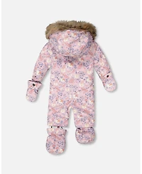 Deux par Baby Girls One-Piece Play Snowsuit Designed for Car Seat Lilac Cat Print - Baby|Toddler