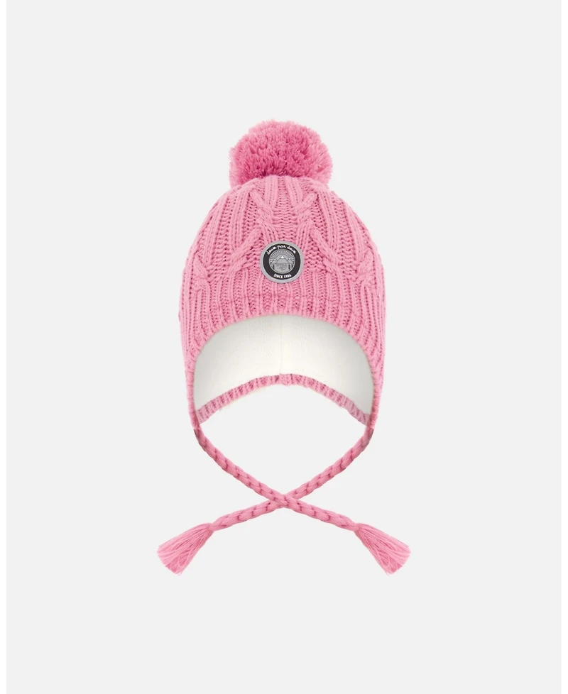 Deux par Girl Lined Winter Hat with Pompom Pink - Toddler|Child