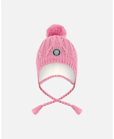 Deux par Girl Lined Winter Hat with Pompom Pink - Toddler|Child