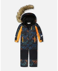 Deux par Big Boys One-Piece Play Snowsuit Robot Dinosaur Print